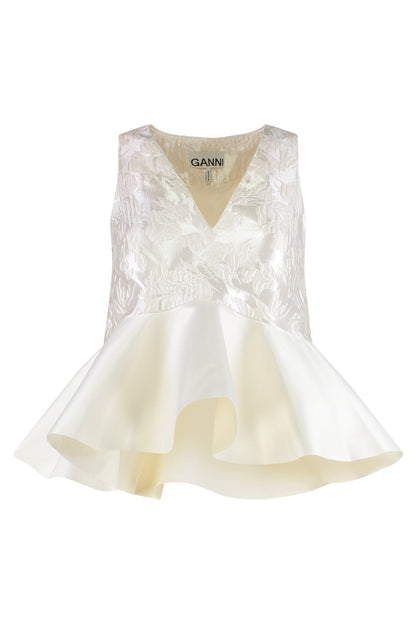 Satin top with peplum and cloque RTW