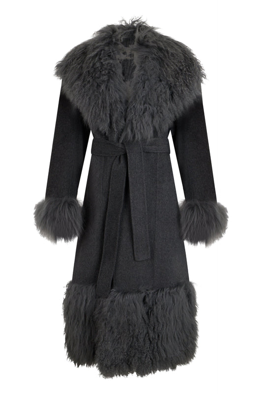 Coat with details in fake fur RTW