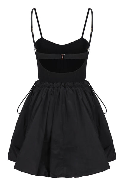 Mini dress in black taffeta RTW