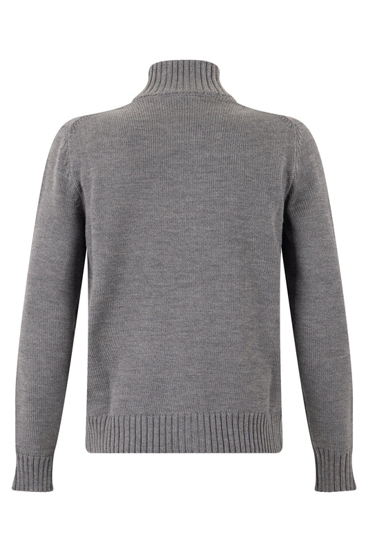 High-neck cardigan in wool RTW