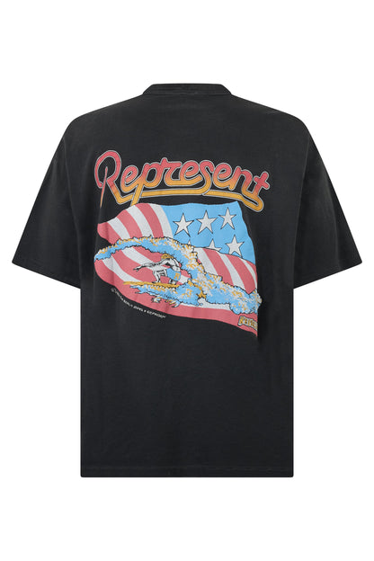 Black comfortable T-shirt with stylish logo RTW