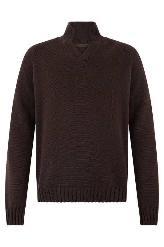 Sweater with polo collar in wool RTW