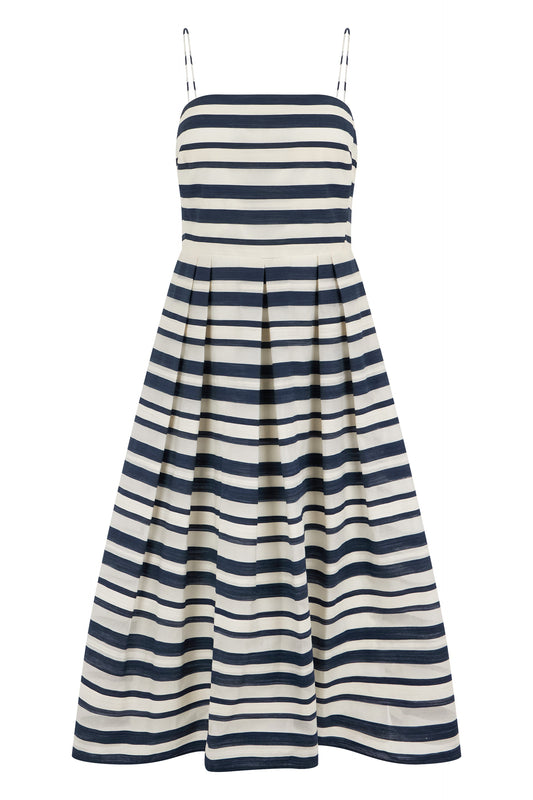 Midi dress in cotton blend with stripes RTW