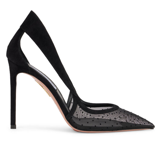 Heeled shoe in mesh and suede SHOES