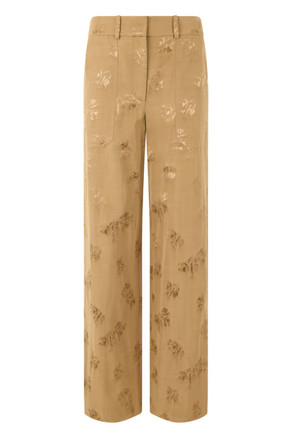 Straight pants in floral jacquard RTW