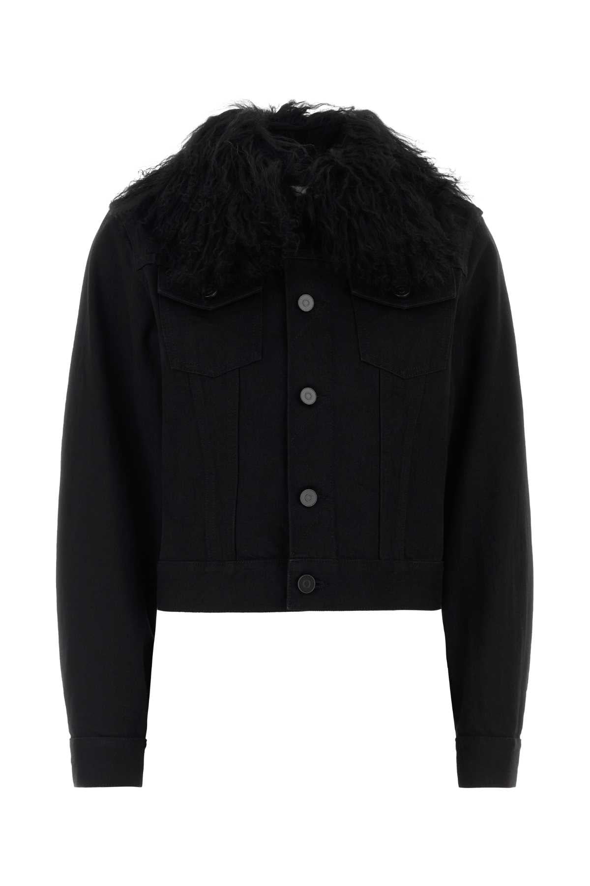 TRUCKER JACKET BLACK DENIM BLAZERS AND VESTS