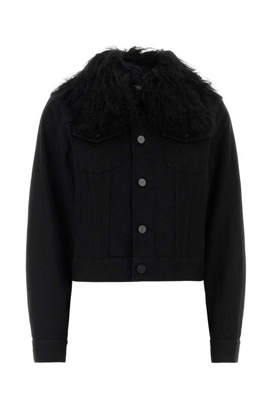 TRUCKER JACKET BLACK DENIM BLAZERS AND VESTS