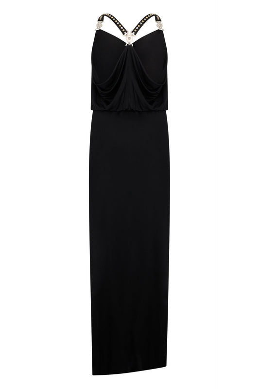 Long black dress with jewel straps RTW