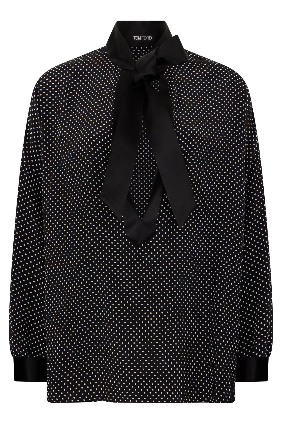Blouse in crêpe de chine silk with polka dots RTW