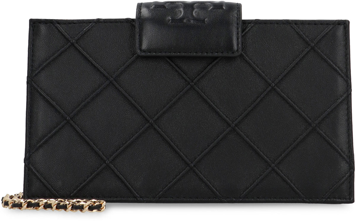 Tory Burch Fleming Leather wallet on chain
