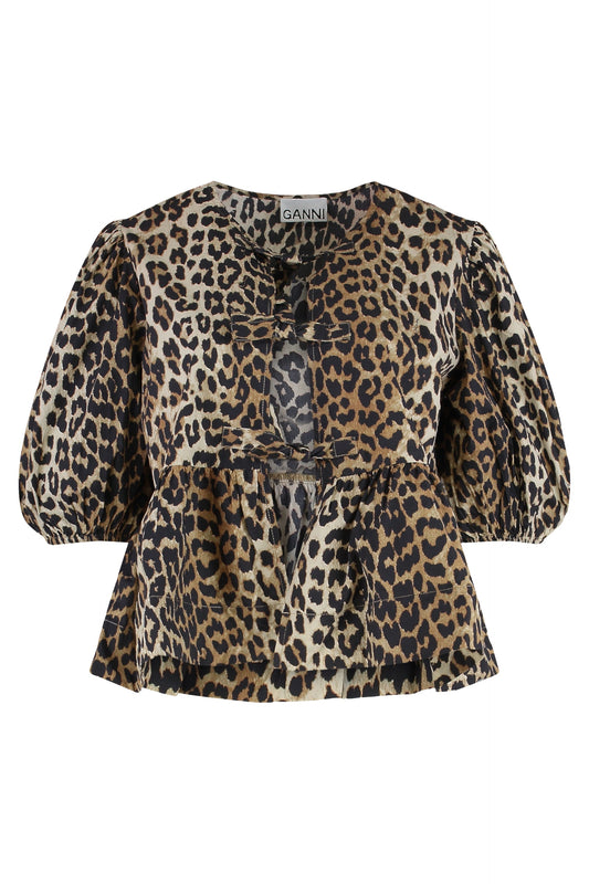 Blouse in cotton poplin with leopard print RTW