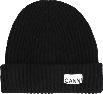 GANNI Ribbed knit beanie