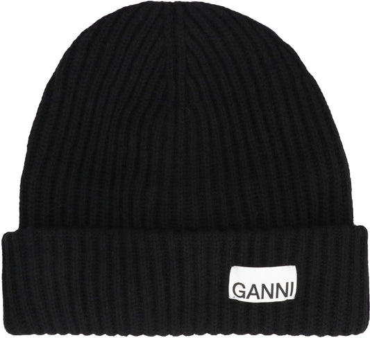 GANNI Ribbed knit beanie