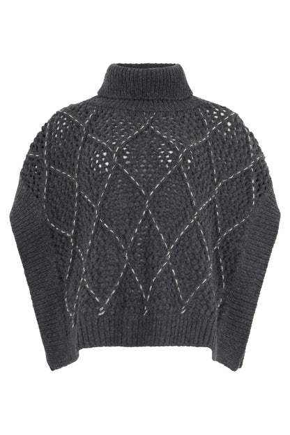 Lacy knit poncho RTW