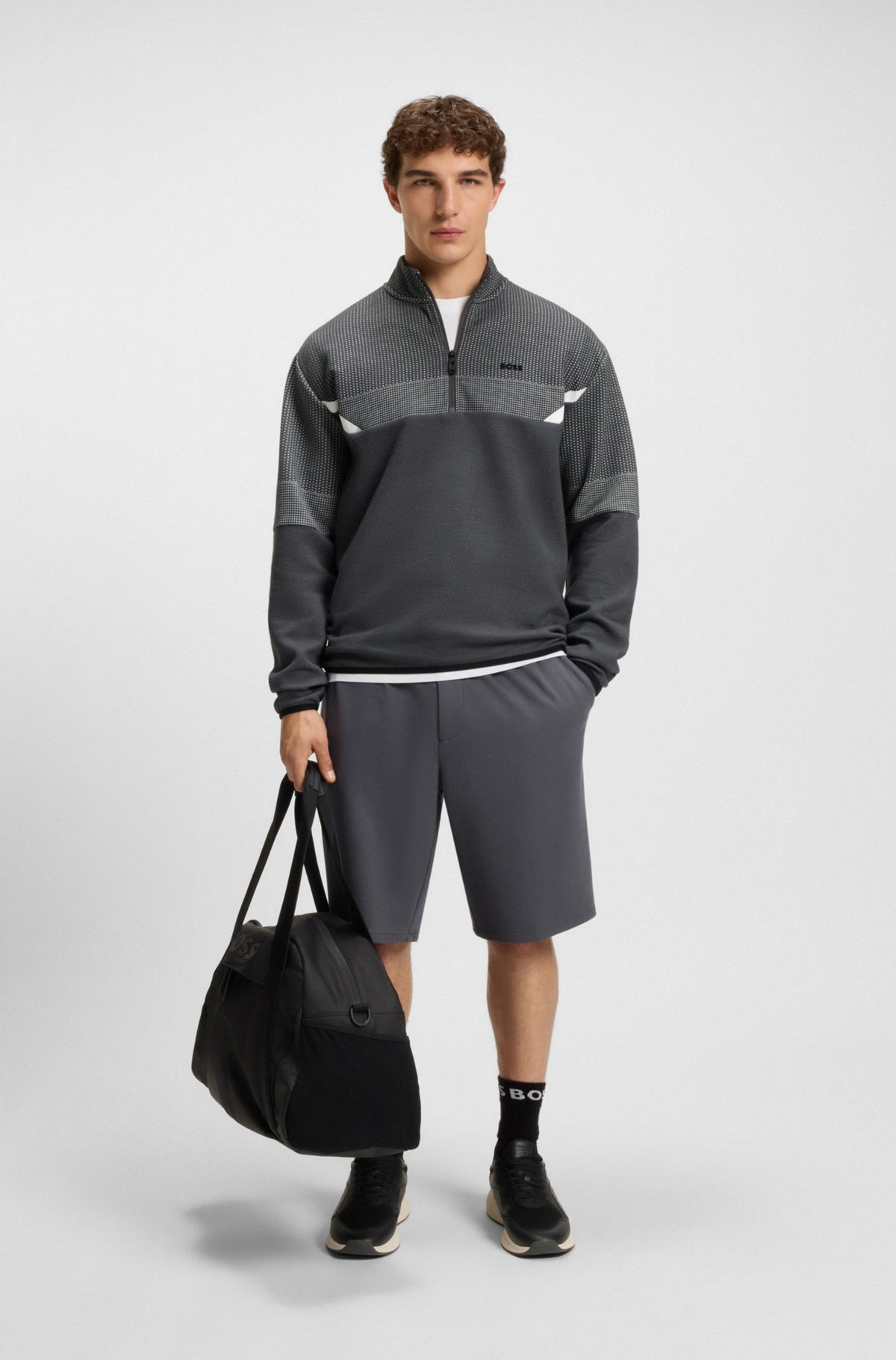 Sweatshirt in cotton blend with high collar and zip RTW