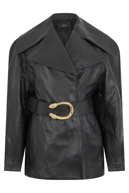 Gucci Knotted leather jacket