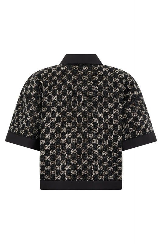 Top in tweed lamé with rhinestones RTW