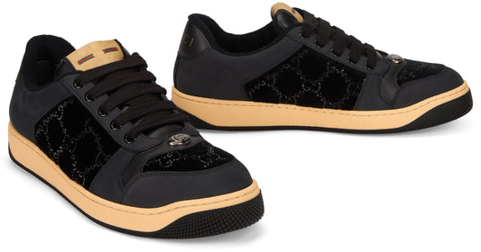 Sneakers Screener in leather and velvet monogram of rhinestones SHOES