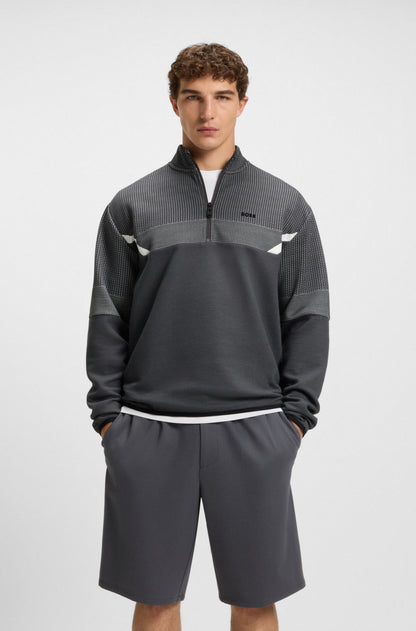 Sweatshirt in cotton blend with high collar and zip RTW