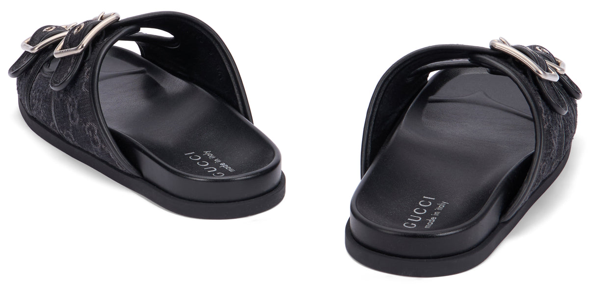 Denim slider sandal with buckles SHOES