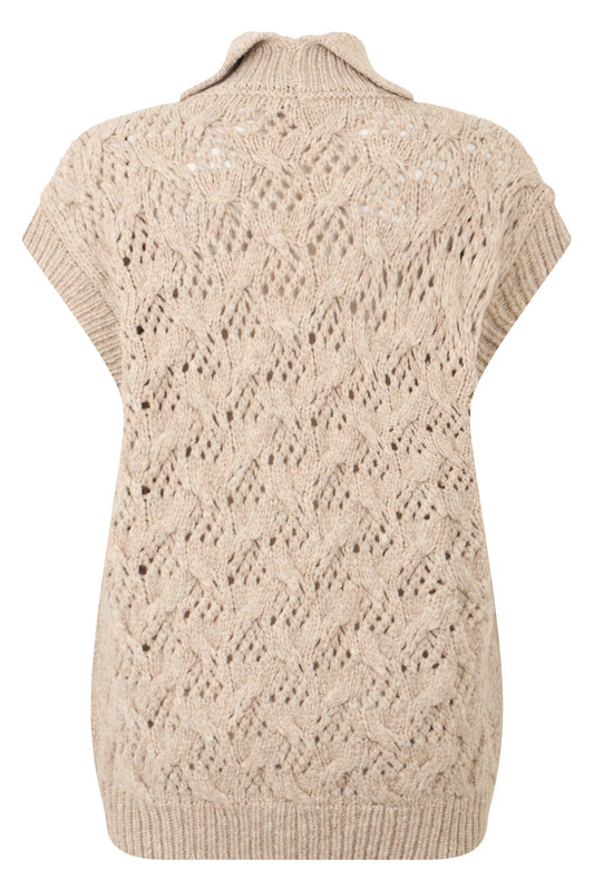 Sweater without sleeves with woven pattern RTW