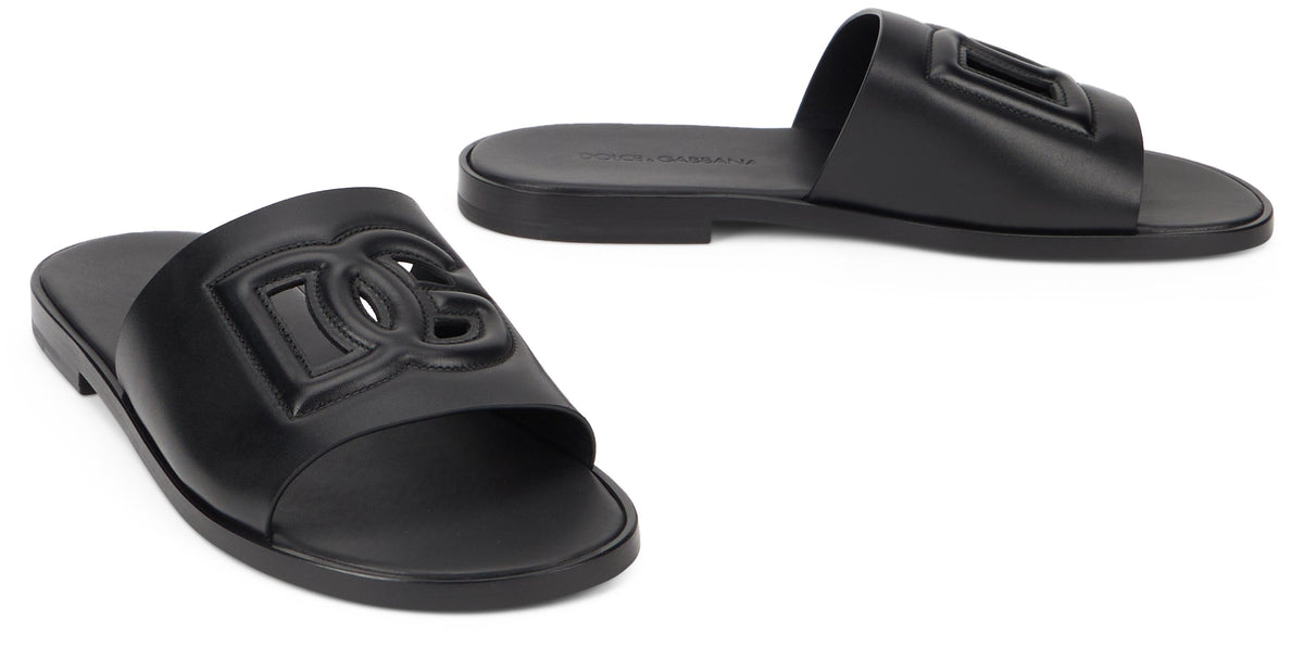 Leather slippers with logo RTW
