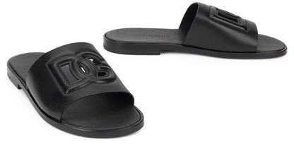 Leather slippers with logo RTW