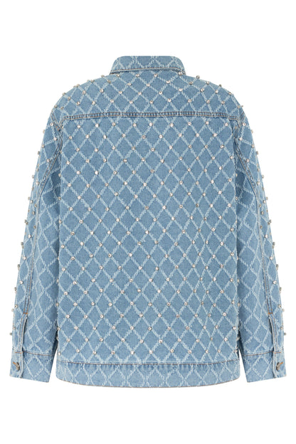 Denim jacket made of cotton with rhinestones RTW