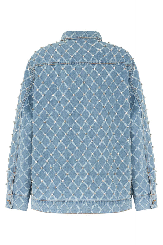 Denim jacket made of cotton with rhinestones RTW