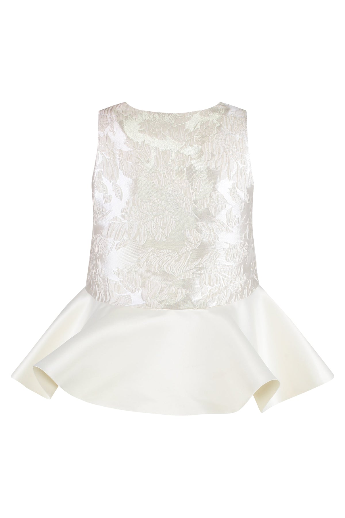 Satin top with peplum and cloque RTW