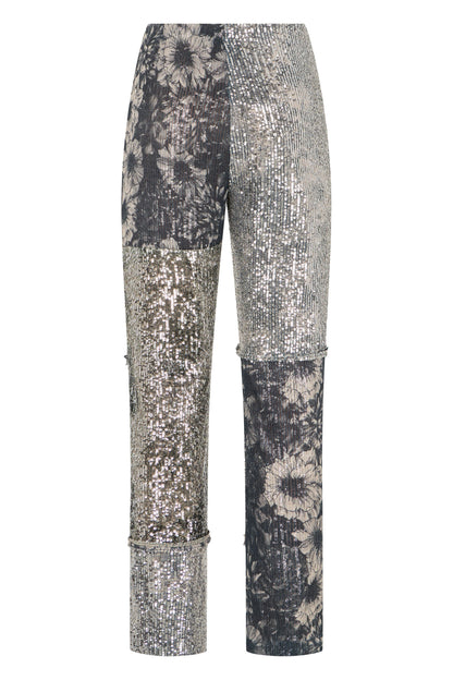 Patchwork trousers with sequins RTW