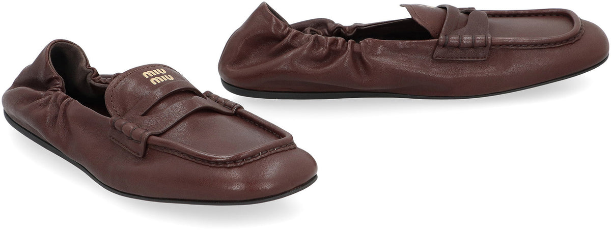 Miu Miu Ruches Leather loafers