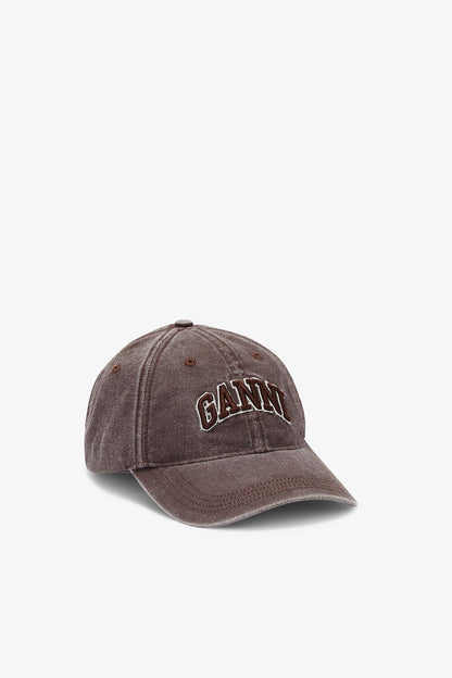 Ganni Washed cotton canvas cap emb