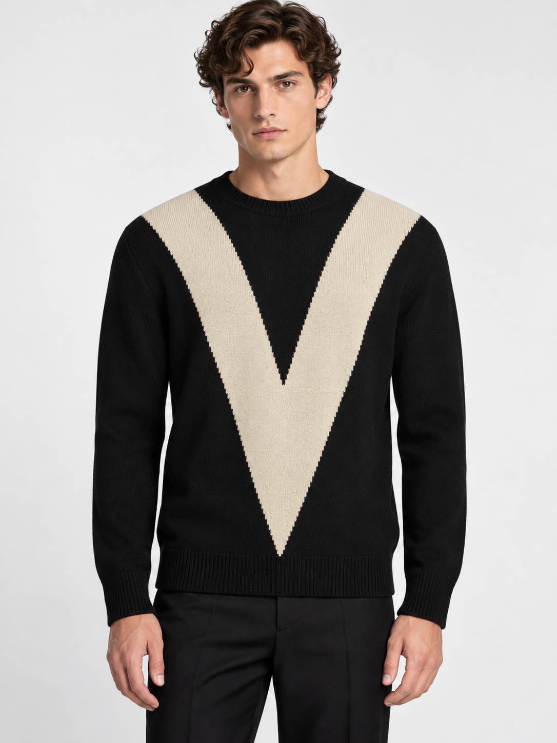 Valentino AI着用イメージ（架空の成人男性モデル・コーディネート例）