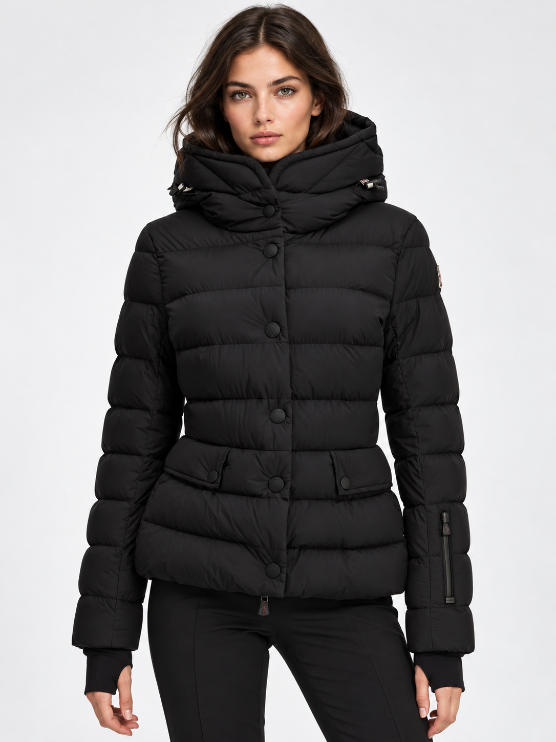 Moncler Grenoble AI着用イメージ（架空の成人女性モデル・コーディネート例）