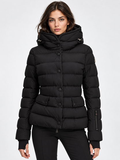 Moncler Grenoble AI着用イメージ（架空の成人女性モデル・コーディネート例）