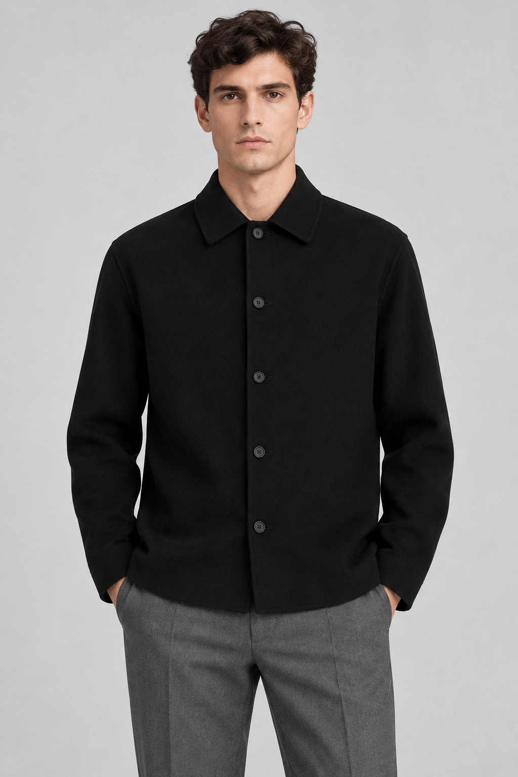 JIL SANDER AI着用イメージ（架空の成人男性モデル・コーディネート例）