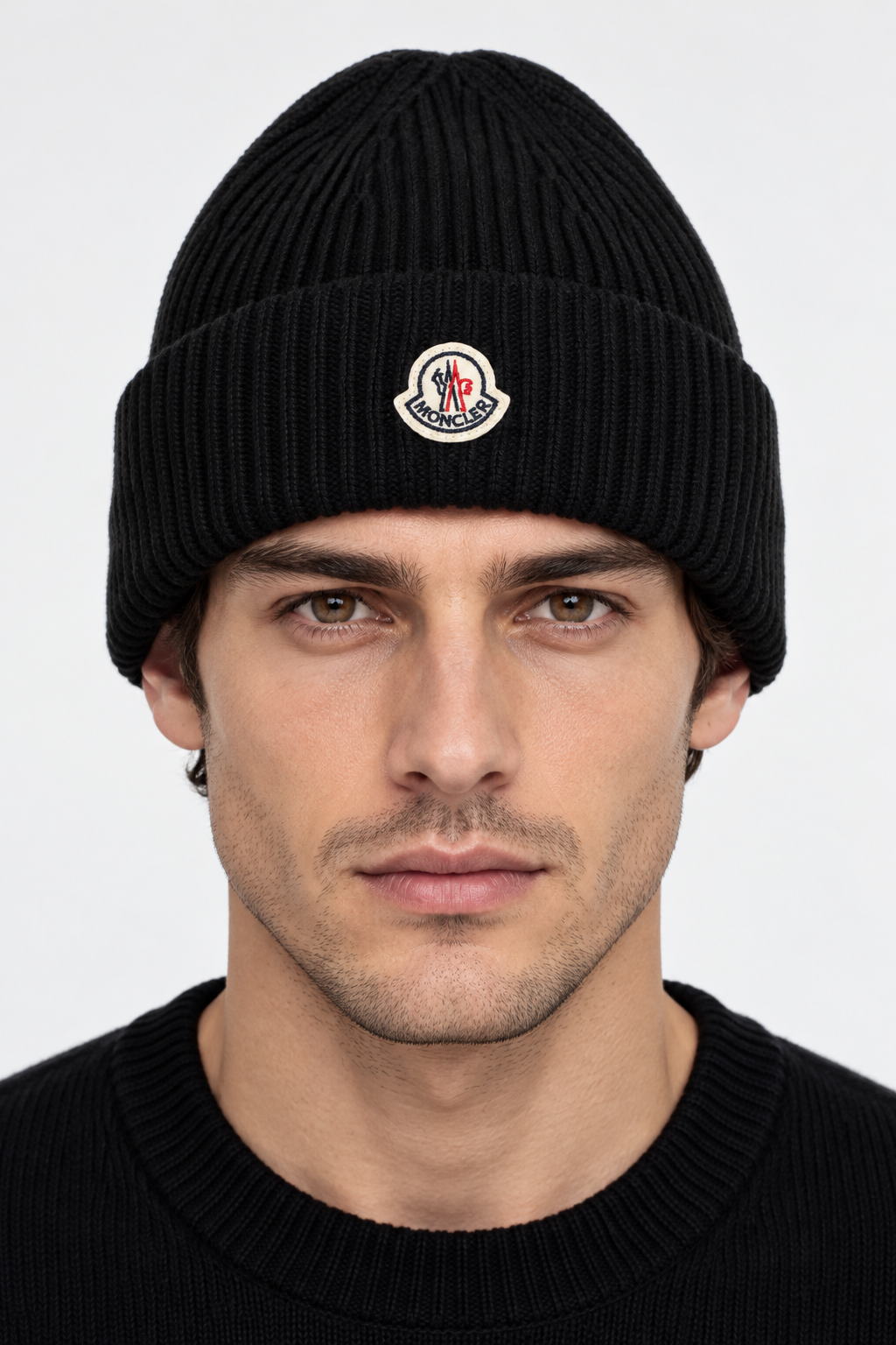 MONCLER AI着用イメージ（架空の成人男性モデル・コーディネート例）