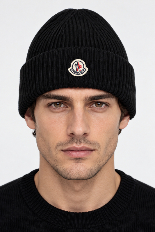 MONCLER AI着用イメージ（架空の成人男性モデル・コーディネート例）
