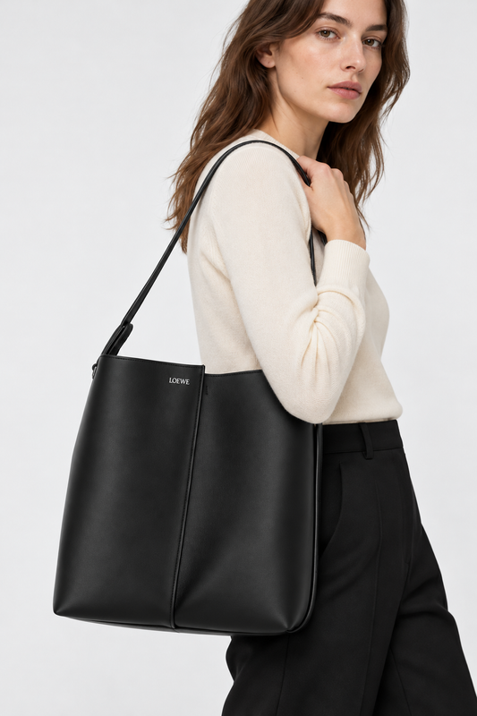 LOEWE AI着用イメージ（架空の成人女性モデル・コーディネート例）