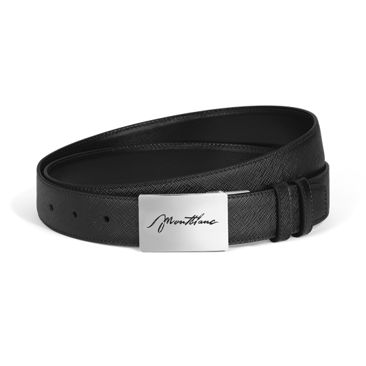 Montblanc Cursive plate black/black 30mm reversible leather