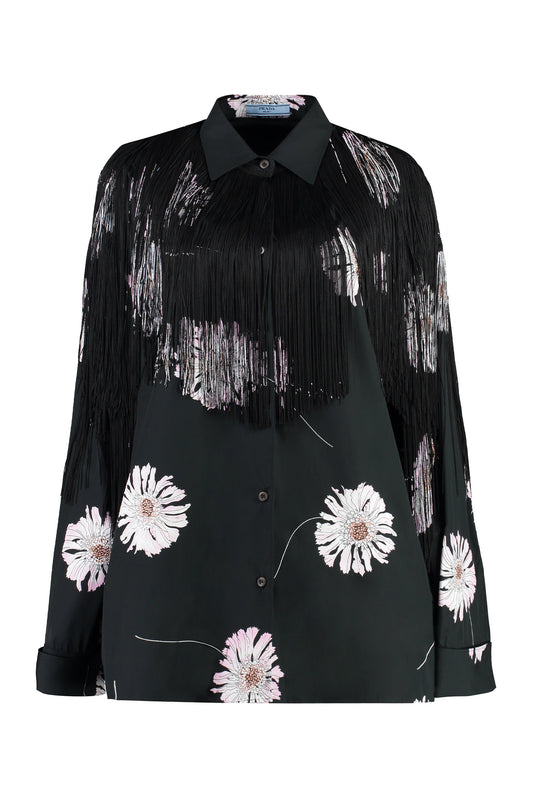 PRADA POPELINE UCS524SOOO17OY F0076 PONGEHAWAII - printed poplin shirt (similar style, thecorner.com reference)
