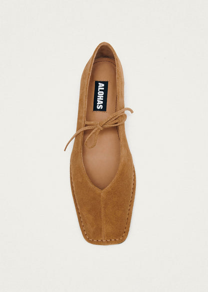 Alohas Sway suede tan leather ballet flats