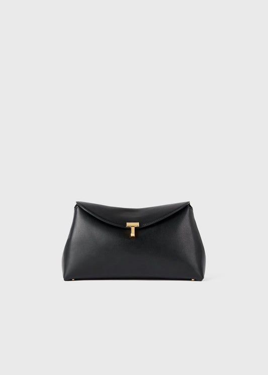 Toteme T-lock grained-leather clutch